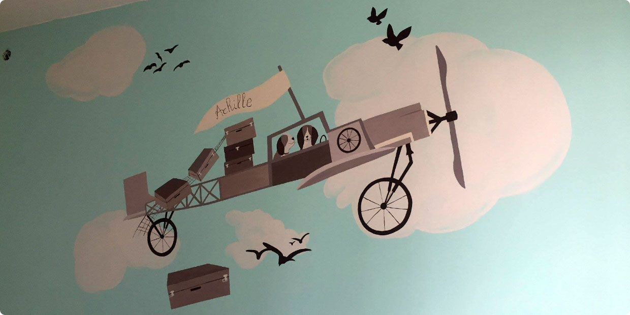 fresque decorative dans une chambre d enfant